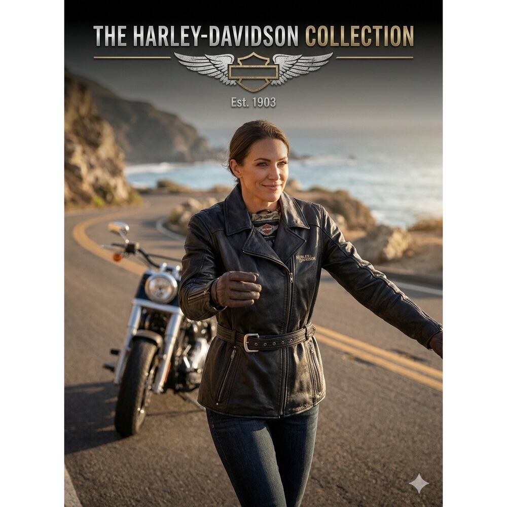Vintage Harley-Davidson Women's Belted Heavyweight Leather Jacket Sz. L